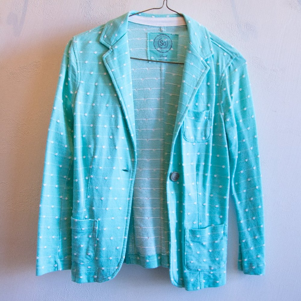 Mint polka-dot blouse with button